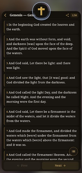 Holy Bible app — reading Genesis
